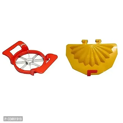 Durable Plastic Apple Cutter Cutter And Plastic Gujiya Mold Sancha Maker Multicolour Pack Of 2-thumb0