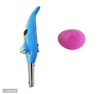 Useful Dolphin Gas Lighter And Plastic Dishwashing Scrubber- Pack Of 2-thumb0