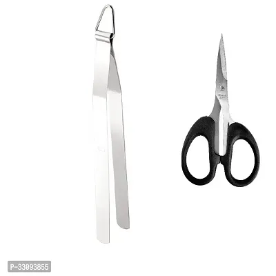 Classic Durable Stainless Steel Chimta For Roti Chapati And Multipurpose Small Scissor Pack Of 2-thumb0