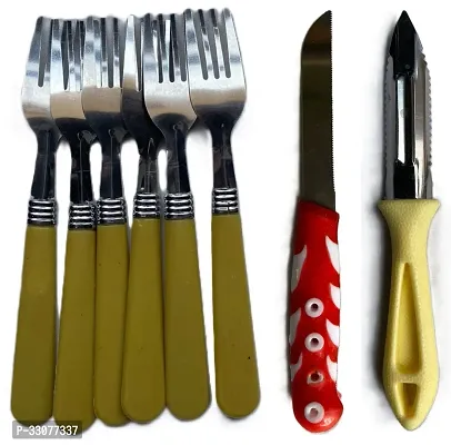 Classic Kitchen Tools Combo Pack Of Fork And Kitchen Knives And Peeler-thumb0