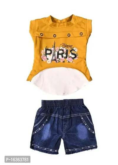 Stylish Fancy Cotton Printed Top With Bottom Clothing Set For Girls