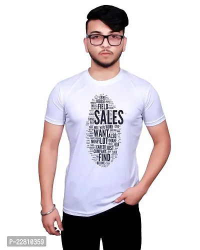 Reliable Round Neck Graphic Printed White T-Shirt for Men-thumb0