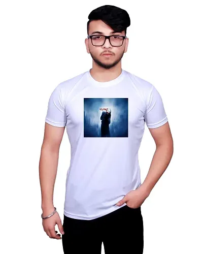 Reliable Round Neck Graphic Printed White T-Shirt For Men