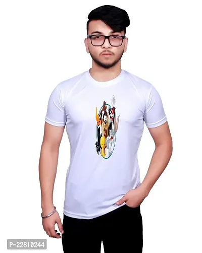 Reliable Round Neck Graphic Printed White T-Shirt for Men-thumb0