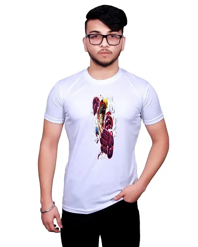Reliable Round Neck Graphic Printed White T-Shirt