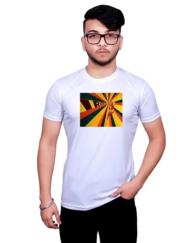 Reliable White Polyester Graphic Printed Round Neck T-Shirt For Men