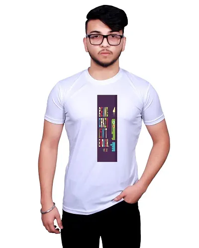 Reliable Round Neck Graphic Printed White T-Shirt For Men