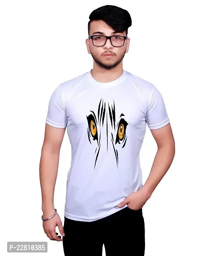 Reliable Round Neck Graphic Printed White T-Shirt for Men