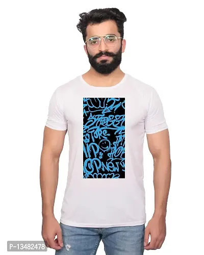 NITYANAND CREATIONS Round Neck Graphic Printed White T-Shirt [Model-9900861] Size-X-Large