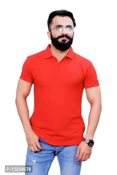 Red Color NITYANAND CREATIONS  Polo T-Shirt