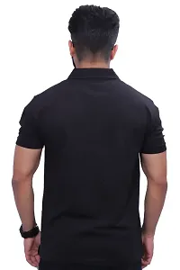 BLACK COLOR REGULAR FIT POLO T SHIRT-thumb2