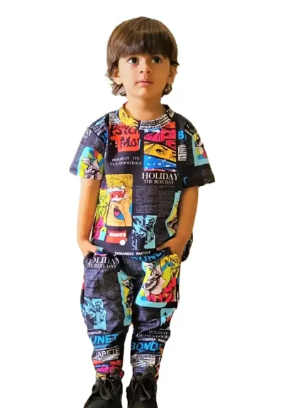 Boys Round neck T-shirt and Trouser Set