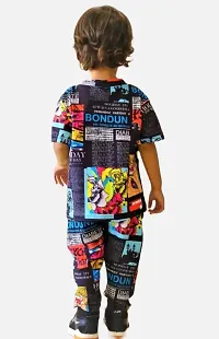 Boys Printed Round neck T-shirt and Trouser Set-thumb2