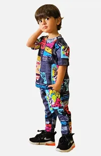 Boys Printed Round neck T-shirt and Trouser Set-thumb1