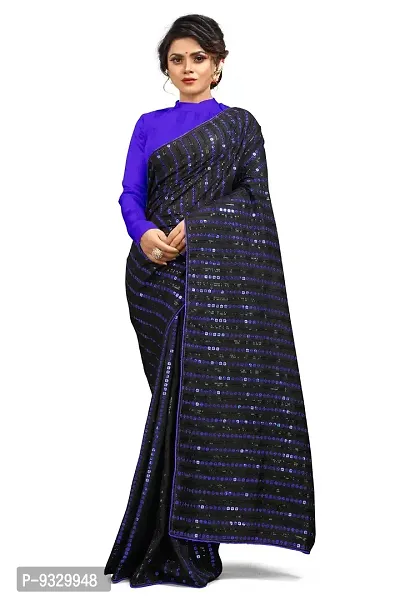 Buy 3Buddy Fashion Women's Sequence Work Vichitra Silk Saree with