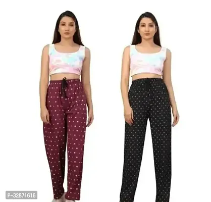 Elegant Multicoloured Cotton  Pyjamas For Women Pack of 2