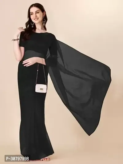 Stylish Cotton Silk Black Saree with Blouse piece For Women