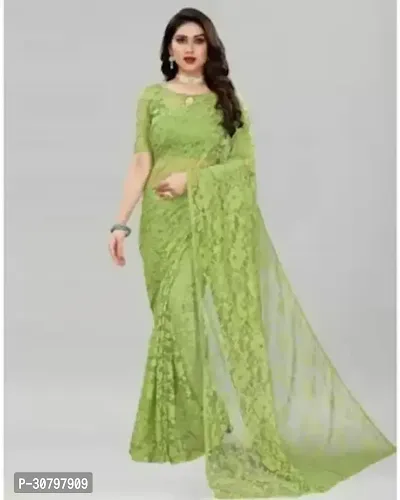 Stylish Cotton Silk Green Saree with Blouse piece For Women-thumb0