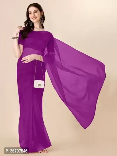 Stylish Cotton Silk Purple Saree with Blouse piece For Women