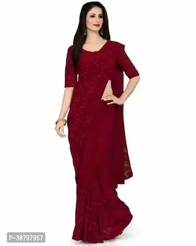 Stylish Cotton Silk Maroon Saree with Blouse piece For Women-thumb0