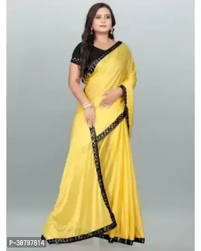 Stylish Cotton Silk Yellow Saree with Blouse piece For Women-thumb0