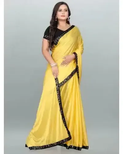 Classic Lycra Lace Work Sarees with Blouse piece