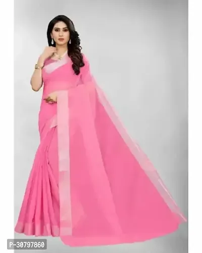 Stylish Cotton Silk Pink Saree with Blouse piece For Women