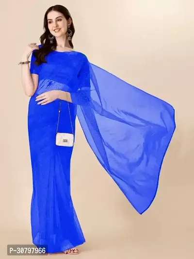 Stylish Cotton Silk Blue Saree with Blouse piece For Women