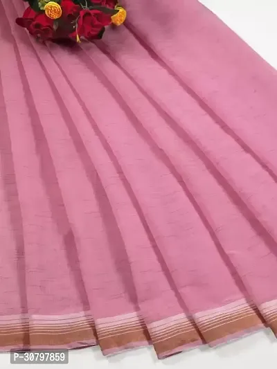 Stylish Cotton Silk Pink Saree with Blouse piece For Women-thumb0