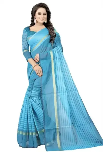 Women Stylish Chanderi Saree without Blouse piece