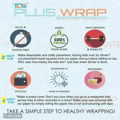 TDS PLUS WRAP 18 Meter Plain Butter Paper(Off White) Pack 3-thumb2