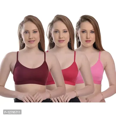 BELLABEAUTY Women Non Padded Sports Bra Pack of 3 (34, Multicolour 3)