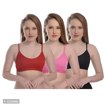 BELLABEAUTY Women Non Padded Sports Bra Pack of 3 (40, Multicolour)