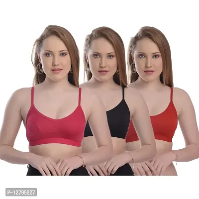 BELLABEAUTY Women Non Padded Sports Bra Pack of 3 (38, Multicolour 4)