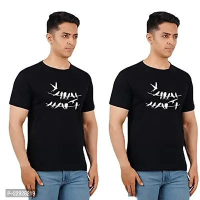 Stylish Fancy Cotton Round Neck T-Shirts For Men Pack Of 2-thumb0