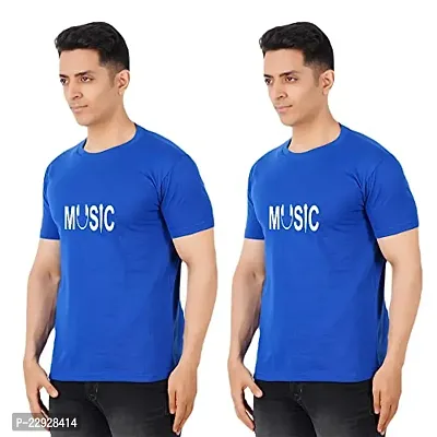 Stylish Fancy Cotton Round Neck T-Shirts For Men Pack Of 2-thumb0