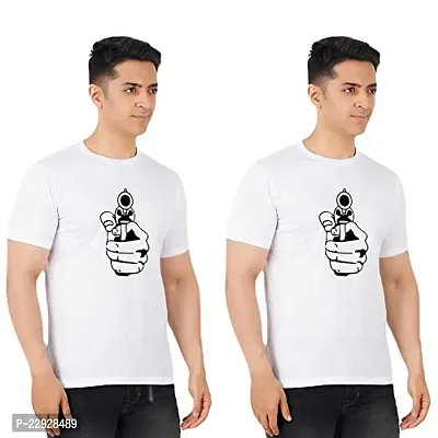 Stylish Fancy Cotton Round Neck T-Shirts For Men Pack Of 2-thumb0