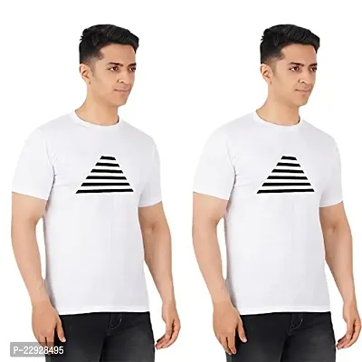 Stylish Fancy Cotton Round Neck T-Shirts For Men Pack Of 2-thumb0