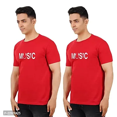 Stylish Fancy Cotton Round Neck T-Shirts For Men Pack Of 2