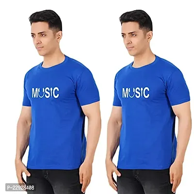 Stylish Fancy Cotton Round Neck T-Shirts For Men Pack Of 2-thumb0