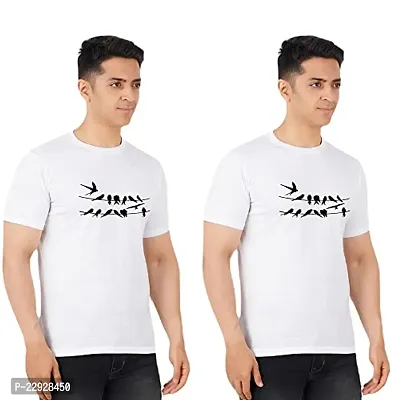 Stylish Fancy Cotton Round Neck T-Shirts For Men Pack Of 2