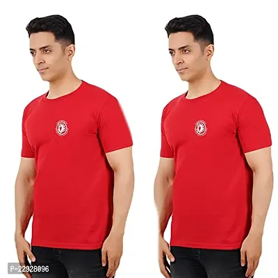 Stylish Fancy Cotton Round Neck T-Shirts For Men Pack Of 2-thumb0