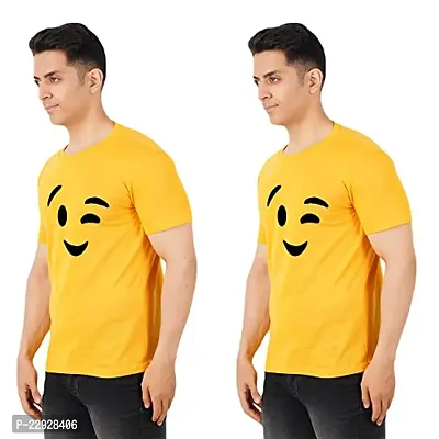 Stylish Fancy Cotton Round Neck T-Shirts For Men Pack Of 2-thumb0