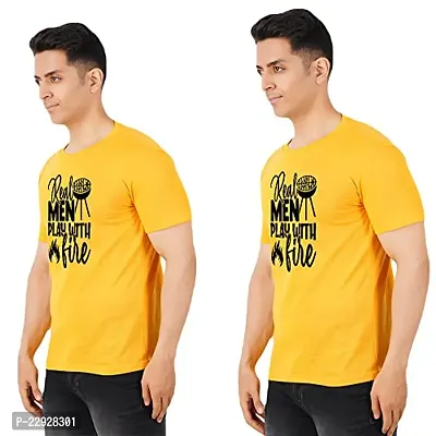 Stylish Fancy Cotton Round Neck T-Shirts For Men Pack Of 2-thumb0