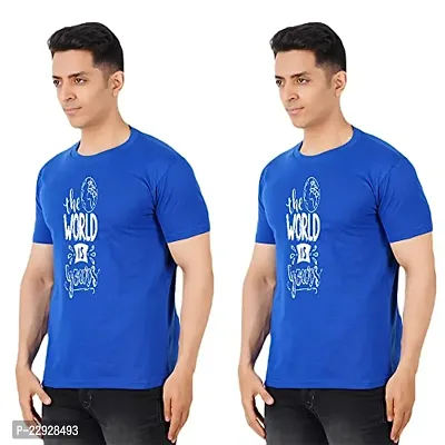 Stylish Fancy Cotton Round Neck T-Shirts For Men Pack Of 2