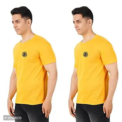 Stylish Fancy Cotton Round Neck T-Shirts For Men Pack Of 2-thumb0