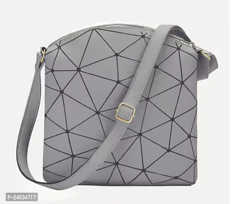 Stylish Grey PU Printed Sling Bags For Women