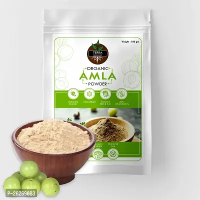 Terra Organics Certified Organic Natural Amla Indian Gooseberry Fruit Powder for Hair Growth, Skin, Drinking and Eating ndash; 100 gm