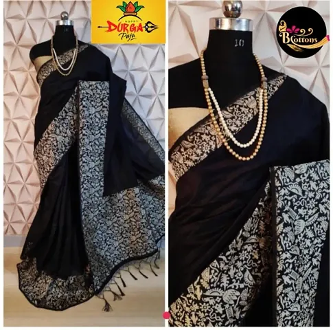 Classic Silk Blend Saree With Blouse Piece For Women