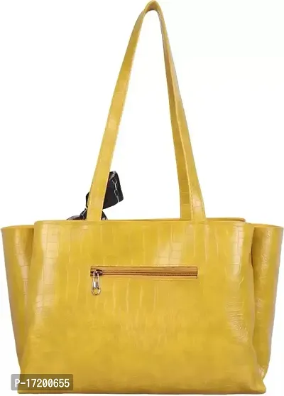 THIBAULT Gorgeous Leather Handbags for Women and Girls with a Gorgeous Tie | Chic Crossbody Bag | Roomy Top Handle Handbag | Gift for Women | (YELLOW)-thumb3